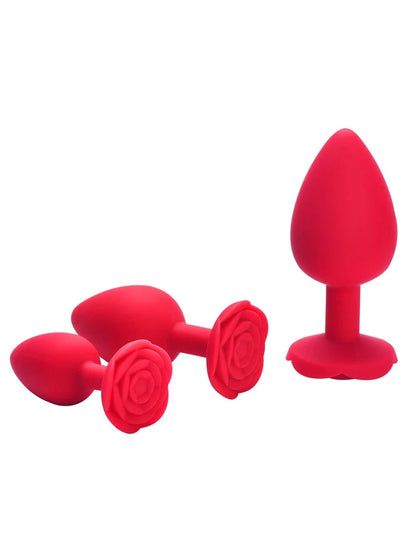 Red Silicone Rose Butt Plug