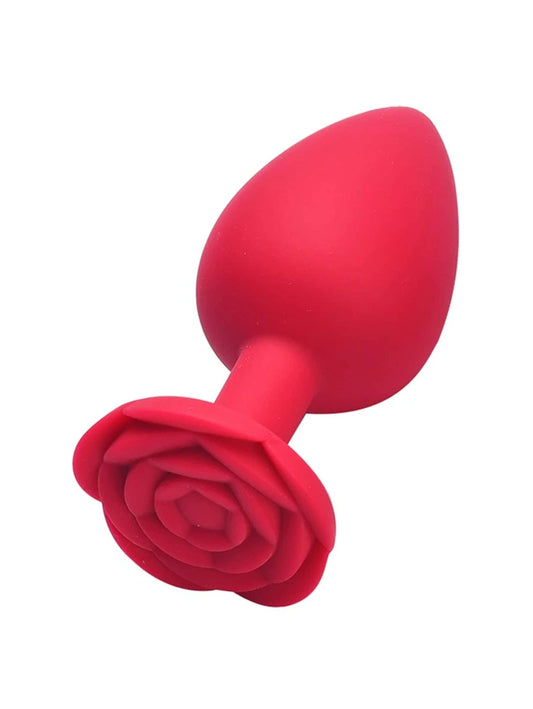 Red Silicone Rose Butt Plug