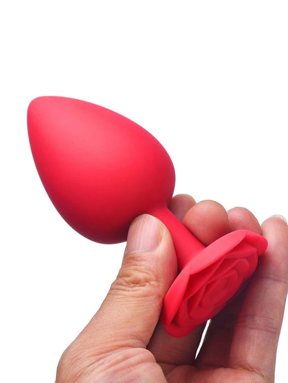 Red Silicone Rose Butt Plug