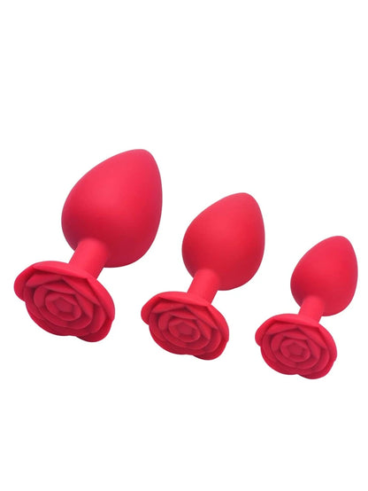 Red Silicone Rose Butt Plug