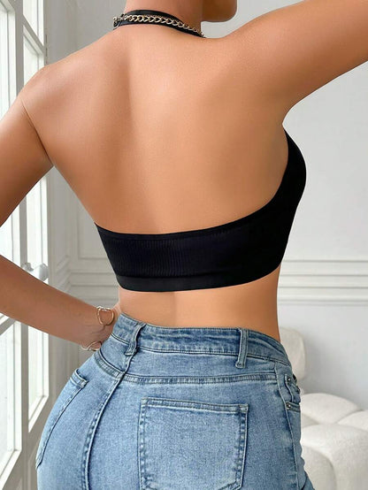 Lace Splice Halter Bra